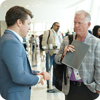 Healthcare professionals networking at a conference